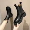 Bot Düz Topuk Bot Kadınlar Yeni 2022 Yuvarlak Toe Chelsea Ayakkabı Kaya Orta Buzağı Mediler Sonbahar Lolita Midcalf Roma Midcalf Kısa Peluş