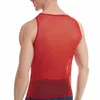 Regata masculina de malha brilhante, colete muscular, sexy, transparente, camiseta masculina, academia, fitness, macia, transparente, sem mangas