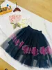 Popular baby clothes Princess dress kids tracksuits Size 90-150 CM Flower print girls T-shirt and Perspective lace long skirt 24Mar