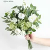 Faux Floral Greenery Green Artificial Leaves Plants Bouquet for Home Room Decor Garden Wedding Decoration Bridal Hand Bouquet Ornament DIY Accessory Y240322