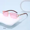 2 PCS Fashion Luxury Designer New Kajia Solglasögon med ramlös och skuren kantdesign med diamantinlägg mångsidig och fashionabla dekorativa glasögon solglasögon St