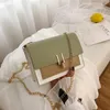 Shoulder Bags 2024 Autumn Bag Mini Square PU Leather Lady Messenger Women Color Stitching Handbag Flap Purse Pouch