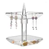 Decorative Plates Rotating Jewelry Storage Tray Transparent Acrylic Necklace Rack Holder Double Layered Earring Display Stands For Earrings