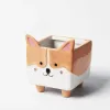 Plantadores de cerâmica bonito corgi dos desenhos animados animal suculento vaso de flores plantio varanda decoração mini jardim decoração interior vaso planta