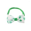 Hundhalsar St Patrick's Day Slips för 6st Green Festive Shamrock Bow Slips Pet Costume Cat Supplies Apparel