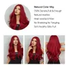 Syntetiska peruker Bury Wine Red Long Wavy Hair for Women Afro Body Wave Halloween Cosplay Natural Wig Daily Heat Resistant Drop Delivery DH2QL