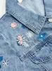 Jag tror att du Womens Jacket Puff Sleeve Floral Soft denim Kort kappa 2023 Summer Sweet Fashion Jean Shirt For Women 2232185313 240311