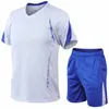 2 pçs conjunto de treino dos homens ginásio esporte fitness jogging terno roupas correndo treino esporte wear tênis pista e campo conjuntos 240307