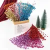 Faux Floral Greenery 40cm Glitter Berry Artificial Flowers Christmas Decorations Xmas Tree Ornaments for Home Decor New Year Navidad Party Supplies Y240322