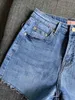 Kvinnor denim shorts broderad dekoration avslappnad vild mode smal dam shorts 240314