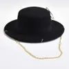 New Fashion Desige Fedora per donna uomo decorazione catena in metallo cappello jazz cappellino da chiesa per feste