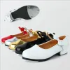 shoes Children New Fashion Tap Dancing Shoes Girls Ladies Latin Tango Ballroom Dancing Shoes Glossy Leather Bowtie Soft Sole 5 Colours