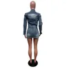 Dwuczęściowa sukienka haftowane dżinsowe stroje damskie Y2K Streetwear Autumn zima długie rękawie krótka kurtka mini spódnica