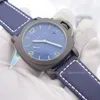 NEW Mens Watches Automatic Mechanical Wristwatches Titanium case Blue Leather Strap 44mm Montre de luxe hanbelson262z