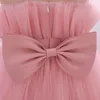 Robes de fille Enfant en bas âge filles rose 1er anniversaire robe en tulle élégant arc de mariage enfants fête princesse bébé dentelle demoiselle d'honneur robe de bal de soirée