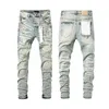 Brand Men's Jeans Fashion Mens Jeans High Street Blue Ripped Patch Light 2024 Trend Pants Pur-ple Jeans