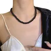 Chaînes Collier de perles noires peut être empilé ou utilisé seul Longs colliers de perles femmes