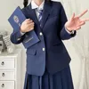 Uniforme scolastica coreana Giacca blu scuro Giacca giapponese alta Cappotto Abbigliamento Ragazza Studentessa Giacca Seifuku 240315