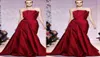 Zuhair Murad Dark Red Evening Sukienki Ruffle Formal Women Kobiety Promowe suknie dla Ladies Red Carpet Runway Fashion Solens9698633