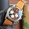 Дизайнерские часы автоматические Quartz Movement Watch 46 -мм хронограф Мужские часы кожаные ремешки для ремешка минеральные стеклянные модные наручные часы Montre de Luxe