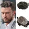 Toupets Brun clair hommes toupet postiches 100% cheveux humains vierges européens Durable peau mince pleine Pu noir mâle cheveux capillaire prothèse