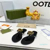 2024 Zomer luxe g Sandalen Designer vrouwen Slippers Slipper Mode Echt Leer slides Metalen Ketting Dames Casual schoenen