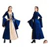 Theme Costume Elegant For Drama Stage European And American Retro Style Medieval Dress With Tie Waist Luxurious Gold Diamond Drop Deli Otybl