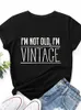 Damen-T-Shirt „Ich bin nicht alt, ich bin ein Retro-bedrucktes Damen-T-Shirt mit kurzen Ärmeln, O-Ausschnitt, locker sitzendes Damen-T-Shirt, Damen-T-Shirt-Oberteil 240322