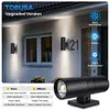 Modern Outdoor with Dusk to Dawn Sensor, Exterior Light Fixture Wall Mount Waterproof Anti-rust Cylinder, Up and Down 2 Lights Black Sconces for Porch Patio