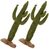 Dekorativa blommor 2 st små kaktusmodellkontorbildekor Simulerade prydnad PVC mini -figurer