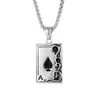 Hanger Kettingen Persoonlijkheid Roestvrij Staal Zwarte Zirkoon Poker Ketting Voor Mannen Dames Goth Punk Spade Een Lange Ketting Hip Hop Sieraden