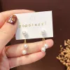 New Vintage Round Marble Opal Stone Big Stud 14k Yellow Gold Earrings Women Fashion Temperament Ear Stud Circle Pearls Stone Jewelry