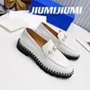 Buty swobodne 2024 EST JUMIJUMIUI BRUTISH STYLE ARYYNE DEKTALNE WOMEN Flats Mokorka łodzi Pearl Round-Toes Square Obcasy