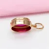 Chaînes 585 Plaqué Or Violet 14K Rose Incrusté Ovale Ruby Pendentif Collier Ras Du Cou Classique Simple Luxe Mariage Dames Bijoux