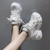 Freizeitschuhe Frühlings Sommer Frauen Chunky Sneakers Mesh High -Bahnsteig -Trainer Weiß 9 cm Absätze Keile Sandalen atmungsaktiven Outdoor