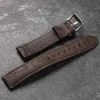 Autres montres Bracelets de montre Bracelet en cuir d'autruche marron noir 18 19 20 21 Bracelet en cuir souple 22MM avec bracelet pour homme en cuir de luxe de style rétro J240321