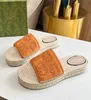 Summer Luxury Interlocking-G Espadrille Sandals Shoes Women Cord Platform Rubber Bottom Mules Lady Slide Flat Slip On Walking EU35-42