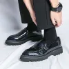 Uomo di lusso cerchi concentrici scarpe in pelle verniciata slip-on gloden mocassini da festa cena mocassino scarpe da lavoro scarpe eleganti nere