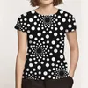 6xl plus size verão polka dot impresso casual t camisa feminina manga curta opes solto camisas de moda para senhoras vintage topo 240318