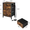 Gewudraw Station de Chargement, Table Basse 3 tiroirs en Tissu, Table d'appoint en Bois avec Port USB et Prise de Courant, canapé, Table de Chevet, Chambre, Salon, Marron Rural