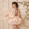 Robe de fille de fleur rose clair Mini Puffy manches courtes en dentelle Tulle enfant en bas âge princesse enfant robe de reconstitution historique vacances d'anniversaire 240312