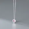 Ciondoli Collana in argento sterling 925 di marca stile coreano con diamanti Amore catena dolce clavicola Regalo di compleanno per San Valentino da donna