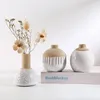 Vases Pretty Elegant Little Vase Ceramic Small Jardiniere Tabletop Ornament White Flower Receptacle Dried Hydroponic Plant Holder