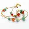 Chains Natural Quartz Stone Necklace Boho Fashion Beaded Necklaces Link Chain Carnelian Aventurine Beads 1pc