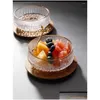 Bowls Ice Crystal Birds Nest Bowl Set Japanese Glass Tableware Transparent Dessert Fruit Salad Sugar Water Powder Drop Delivery Home G Ot9Vp