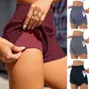 Damen-Shorts, sportliche Damenhose, breites Bein, hohe Taille, Sport, mit Taschen, für Laufen, Fitnessstudio, Workouts, elastischer Bund, solide