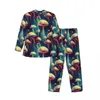 メンズスリープウェアパジャマの男性マッシュルーム睡眠マッシュルームプリント2ピースカジュアルパジャマセット長袖特大のホームスーツ