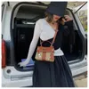 Mode Box Straw Women Handväskor Designer Wicker Woven Shoulder Crossbody Bags Chic Lock Pu Summer Beach Rattan Small Flap 240307