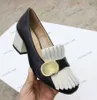 Sandały marmont sandały marmont dla kobiet średnie chunky blok buty do sukienki buty blokujące g jagnięce skórzane kiltie pompki metalowe złoto łańcuchowe buty
