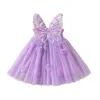 Robes fille enfant en bas âge bébé filles Tutu robe maille Tulle sans manches robe d'été princesse ailes de papillon fée